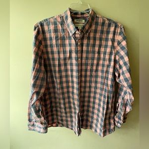 Men’s XL Goodthreads Pink and Blue Plaid Long Sleeve Button Up